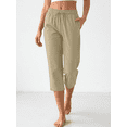 thumbnail image 2 of Rosvigor Womens Hiking Capri Pants High Waisted Drawstring Athletic Joggers Quick Dry Workout Lounge Travel Cropped, 2 of 7