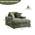 thumbnail image 4 of TUANLUO 44" Single Chaise Lounge Indoor, Oversized Corduroy Lounge Chair with Ottoman, Deep Seat Single Recliner Chair with Pillows, Soild Wood Sofa Couch for Living Room, Army Green, 4 of 9