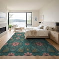 thumbnail image 3 of ODIKA 9'x12' Washable Area Rug Non-Slip, Chair-Friendly Tropical Floral Mosaic With Distressed Jungle Border Snake Vintage Refined for Dining Room, Basement, Large Office, 3 of 7