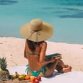 thumbnail image 5 of Floppy Big Beach Sombreros de Paja para Mujer Plegable Verano ala Ancha Sombrero para el Sol Plegable Sombrero de Paja de Viaje para Mujer Sombrero Fedora, 5 of 5