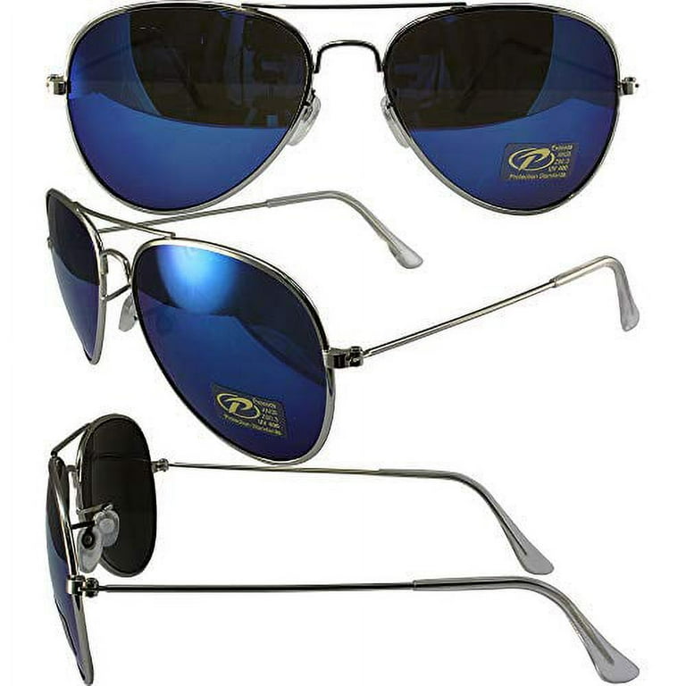 Chrome aviator sunglasses mirrored sale