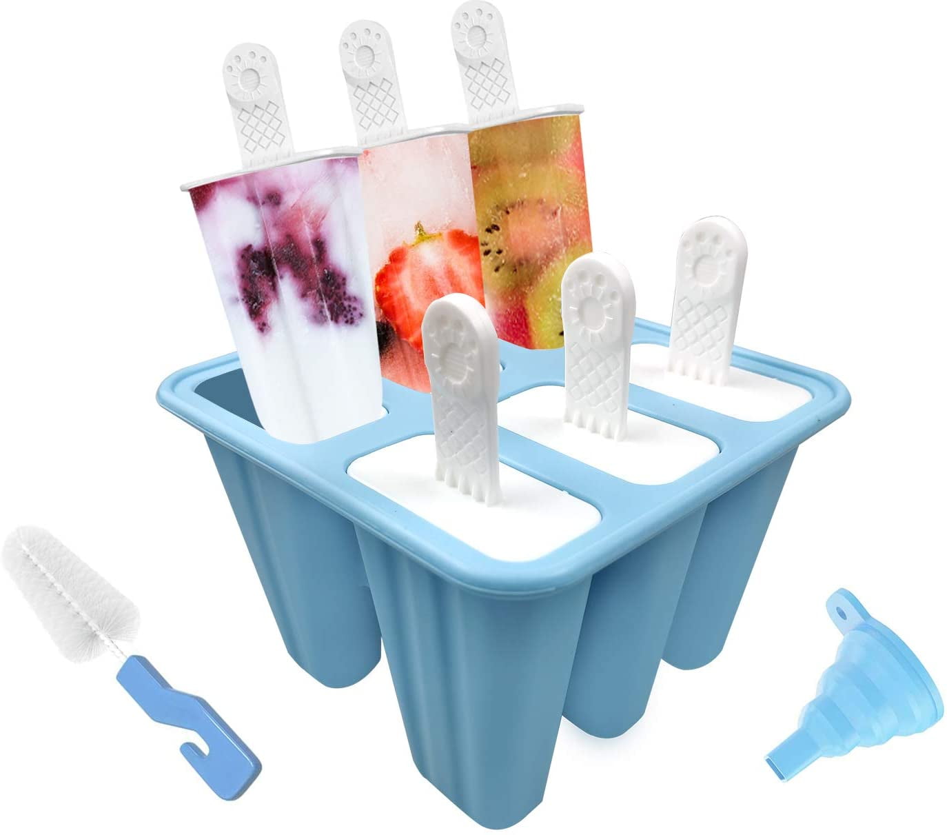 Popsicle Molds,6 Pieces Silicone Ice Pop Molds,Reusable Popsicle Maker