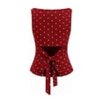 thumbnail image 3 of Women Y2k Polka Dots Boat Neck Tank Top Cute Sleeveless Slim Fitted Side Ruched Tie Back Vest Top Red XL, 3 of 8