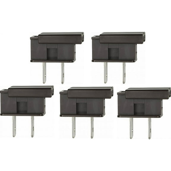 Creative Hobbies Easy Snap On End Plug, Replacement Electical Plug for SPT-1 Wire - Polarized, 8 Amp, 125 Volt, Brown | 5 Pack