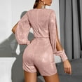 thumbnail image 4 of Miluxas Sequin Rompers for Women Clearance Long Sleeve Jumpsuits Playsuits Sparkle Metallic Party Romper Pink 8(L), 4 of 6