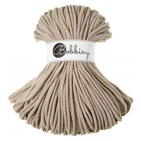 Premium 5mm Braided Macrame Cord (Beige) 108yds/330ft (100% Recycled Cotton)