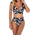 thumbnail image 4 of WREESH Women'S Ruffle Split Swimsuit Printed Bikini, 4 of 9