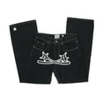 thumbnail image 3 of Pantalones vaqueros con estampado de protección estilo hip hop retro de calle, tendencia de moda, vaqueros negros de cintura alta, pantalones holgados informales de pierna ancha de gran tamaño Y2k par, 3 of 5