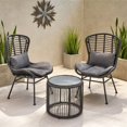 thumbnail image 1 of Noble House Olvera 3 Piece Outdoor Wicker Conversation Set in Gray, 1 of 11