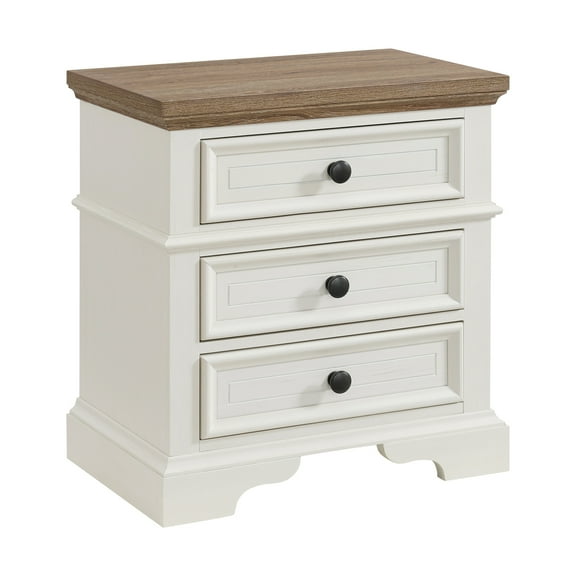 Picket House Furnishings Ulysses Youth 3-Drawer Nightstand in Brown and White