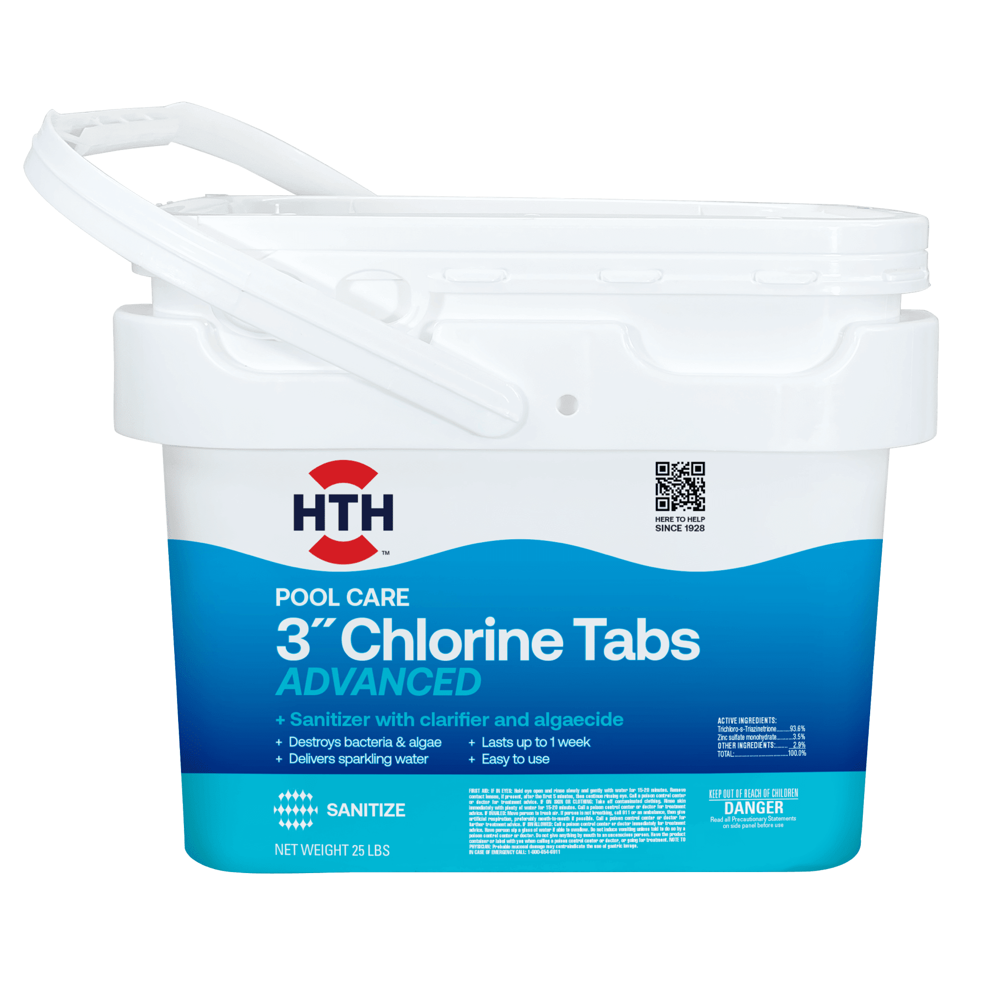 HTH Pool Care 3" Chlorine Advanced Tabs for Swimming Pools, 5 lbs