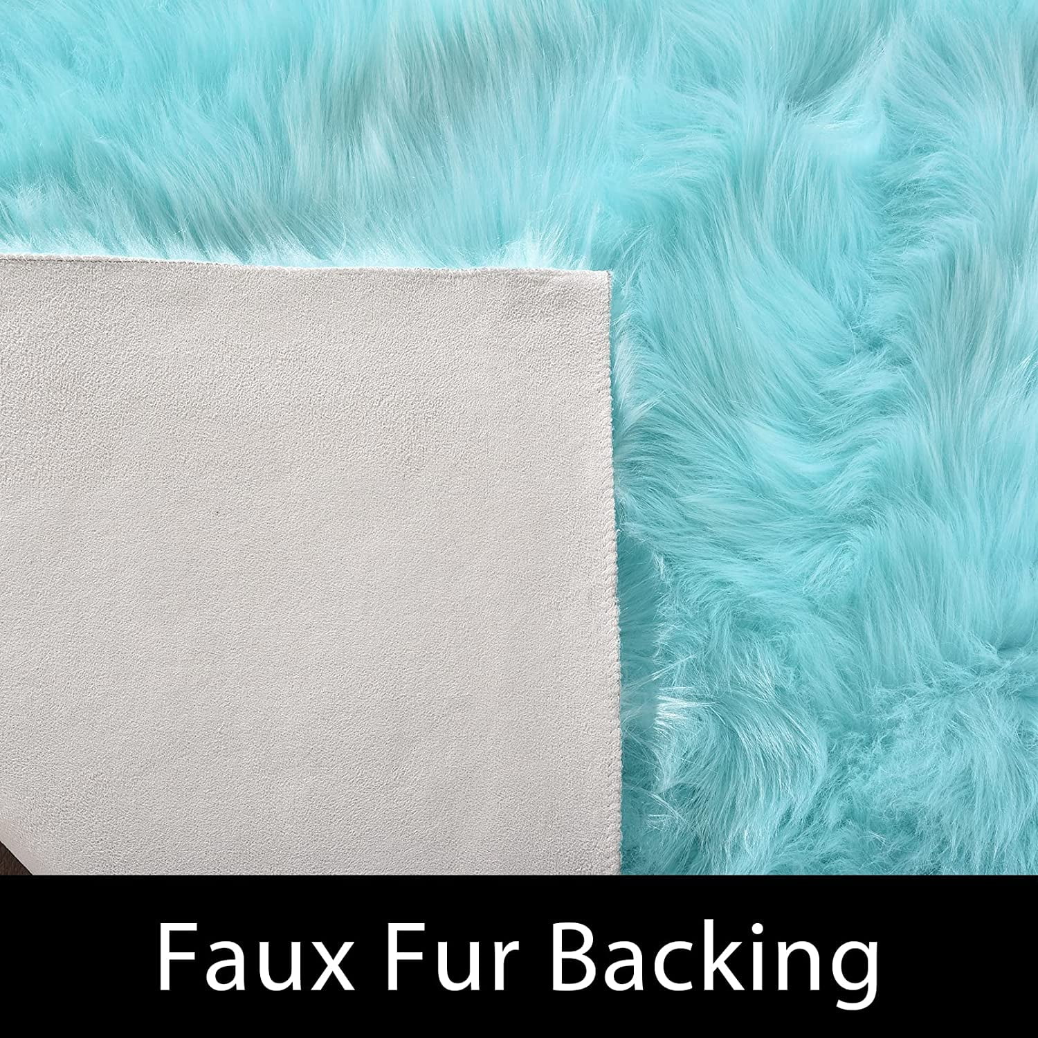Latepis Light Blue Fur Rug 3x4, Faux Sheepskin Rugs for Living Room, Fluffy Shaggy Rugs for Bedroom, Teen Room, Dorm, Furry Rug, Boho Rug, Rectangle