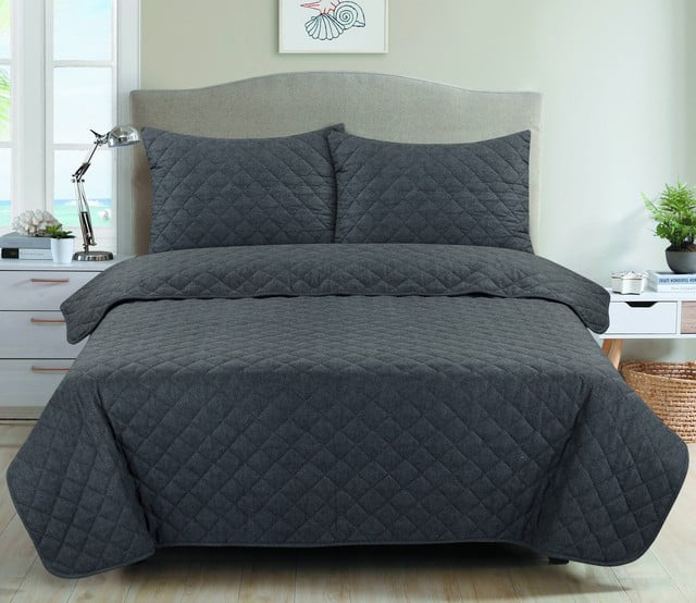 Mainstays Lightweight Cotton 2Piece Quilt Set, Twin/Twin XL, Gray