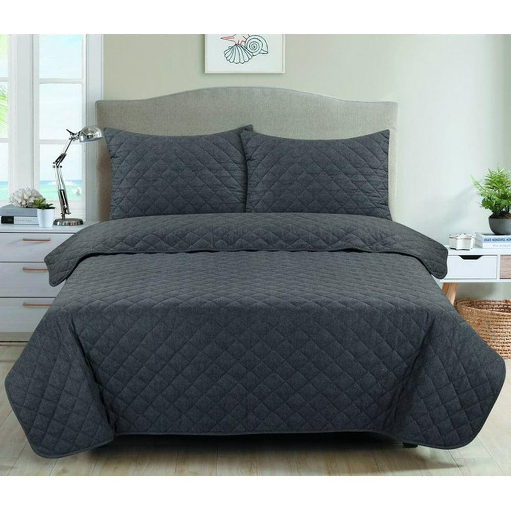 Mainstays Lightweight Cotton 2Piece Quilt Set, Twin/Twin XL, Gray