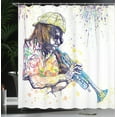 thumbnail image 4 of Ambesonne Jazz Shower Curtain, Entertainment Vivid Art, 69"Wx70"L, Purple Yellow, 4 of 5