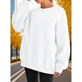 thumbnail image 3 of Women Oversized Sweatshirts Hoodie Fleece Crew Neck Long Sleeve Sweaters Comfy Fall Fashion Outfits White XXXL, 3 of 7