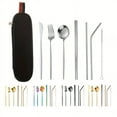 thumbnail image 2 of Stainless Steel Tableware Steak Cutlery Portable Set Dinnerware Travel Camping Reusable With Metal Spoon Fork, 2 of 5
