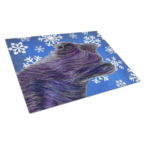 Caroline's Treasures Skye Terrier Winter Snowflakes Holiday Glass Cutting Board Large