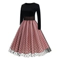 thumbnail image 1 of WILLBEST Vestidos de Dama Vestido Retro de Malla con Puntos y Cuello con Costuras, Manga Larga y Falda Abullonada Grande, 1 of 3