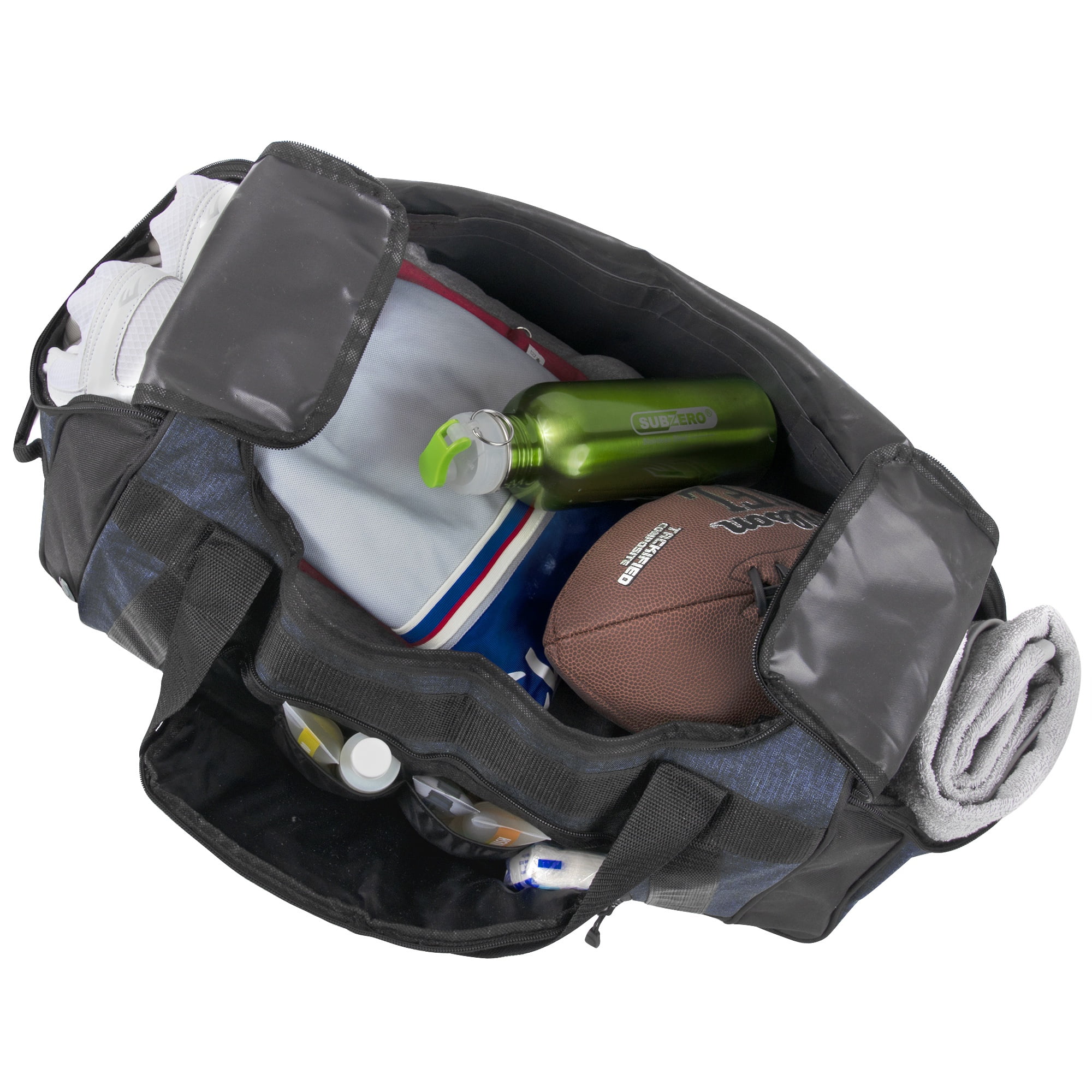 Summit Ridge 24"L Duffel Bag 42 Liter Capacity for Gym Clothes, Sports Equipment, Towels, Sneakers, Travel, Commute in Navy Blue