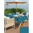 thumbnail image 4 of Outdoor Tablecloth with Umbrella Hole and Zipper, Teal Blue Stripes Rectangle Table Cloth 60x102 Inch Waterproof Tablecloth, Simple Geometric Modern Monochrome Picnic Table Cover for Patio Camping, 4 of 7