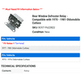 thumbnail image 2 of Rear Window Defroster Relay - Compatible with 1970 - 1981 Oldsmobile Cutlass 1971 1972 1973 1974 1975 1976 1977 1978 1979 1980, 2 of 2
