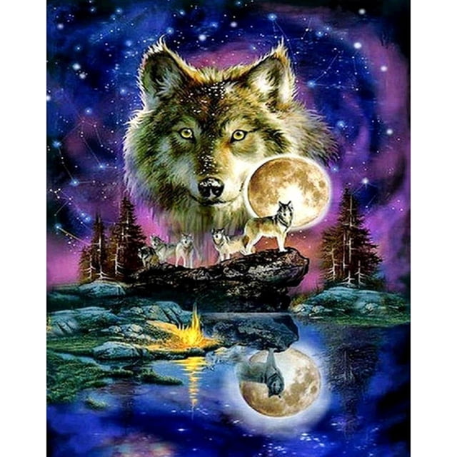 Diamond Painting (DE6177) 5D Wolf Animal Pattern Square Rhinestone (B1266) 40x50cm FLhrweasw Nuevo