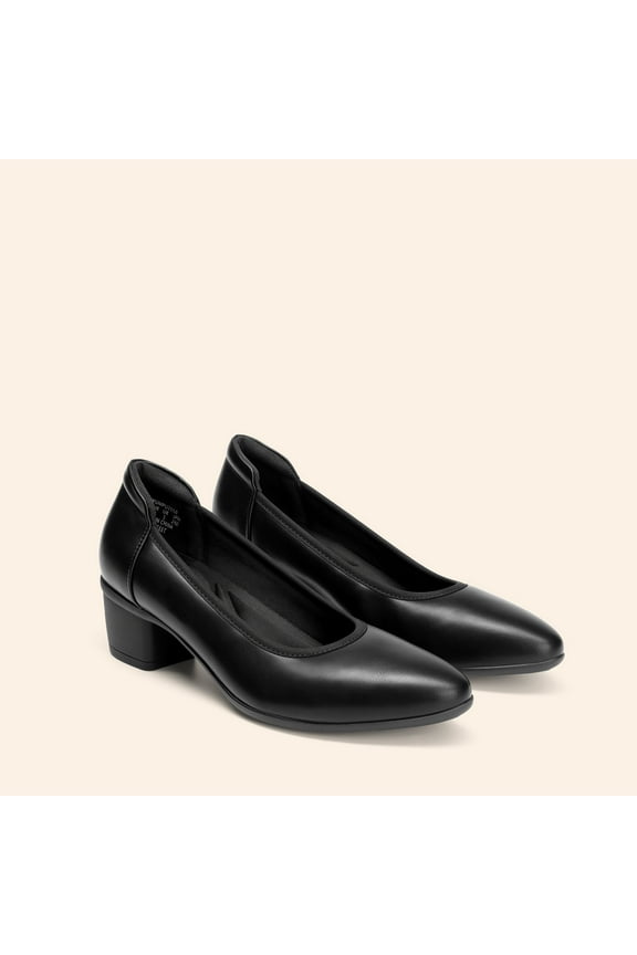 Women's Pumps Black Shoes Almond Toe Dress Shoes Heels Arch Support