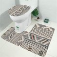 thumbnail image 2 of Beige Geometric Stripe Diamond Pattern Bathroom Rugs Sets 3 Piece,Toilet Cover Set,Absorbent Non Slip Bathroom Mats Sets with U-Shaped Contour Rug Toilet Rug Set, 2 of 5