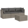 thumbnail image 2 of vidaXL 4 Piece Garden Lounge Set with Cushions Grey Poly Rattan, 2 of 5