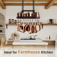 thumbnail image 4 of KES Oiled Bronze Hanging Pot Rack, 34 inch Heavy Duty Oval Pot and Pan Hanging Rack Ceiling Mount for Kitchen, Pot Pan Hangers with 20 Hooks (for 16" and 24" Stud Mount), 4 of 10