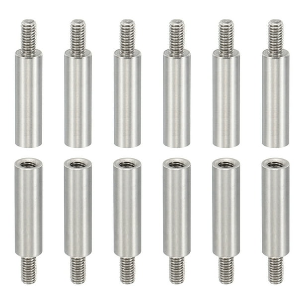 24 piezas de separadores M3, separadores roscados de acero M3 de 18+6mm, tornillos de separadores con diámetro interno de 3mm y diámetro externo de 5mm, macho y hembra
