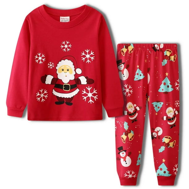 Pijamas de Navidad para bebés y niñas, conjunto de pijamas de Navidad de Papá Noel, ropa de dormir de algodón para niños pequeños, ropa de dormir de Año Nuevo para niños, conjunto informal