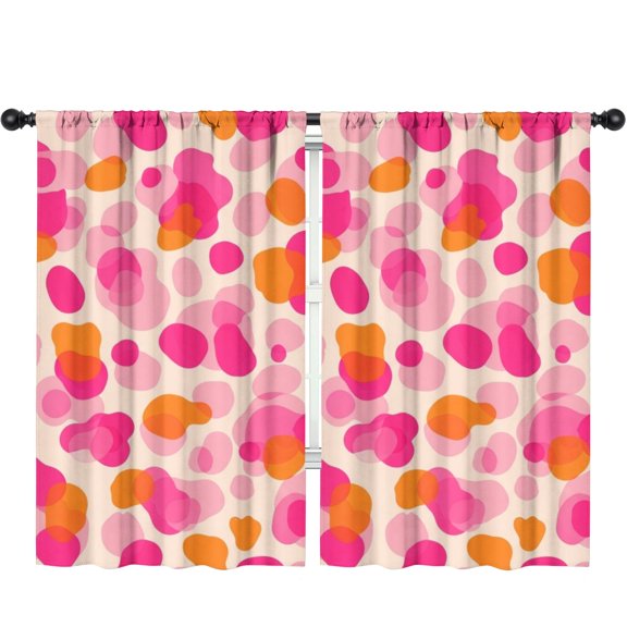 Blackout Kids Curtains,Geometric Circle Pink Pattern Children's Insulated Curtains Set Of 2,Bedroom Essentials,Toddler Room Decor 52"x84"