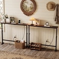 thumbnail image 4 of Ktaxon 78.7" Console Table with Charging Station Outlets, Narrow Behind Sofa Table with USB Ports & Type-C, Adjustable Height 22"-32" for 2-3 Seat Couch, Entryway Hallway Table, Walnut, 4 of 7