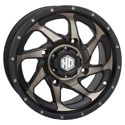 Grizzly 700 Rims 4/110 STI HD8 Alloy Wheel 14x7 5.0 + 2.0 Matte Black/Dark Grey for Yamaha GRIZZLY 700 4x4 2007-2018 ()
