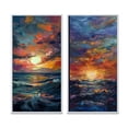 thumbnail image 2 of Designart "Coastal Sunset Contemplation with Cloudy Sky and Wild Waves II" Beach Framed Wall Art Set Of 2 - Coastal Yellow Frame Gallery Set For Office Decor, 2 of 6