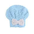 thumbnail image 2 of YujiCraft Quick Dry Towel, Bow Tie Cloud Grid Coral Velvet Princess Hair Drying Cap, Super Absorbent Quick-Dry Thickened Shower Cap for Women, No Blow Hair Wrap,Blue, 2 of 3