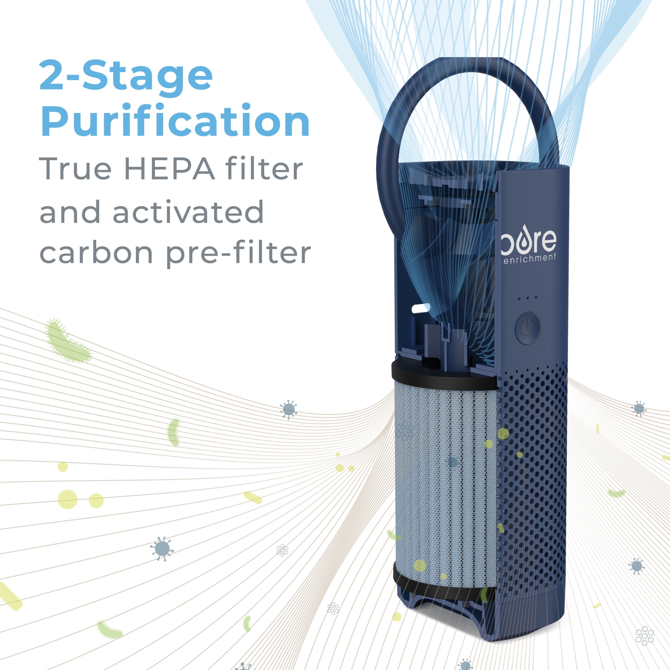 Pure Enrichment - True HEPA Portable Air Purifier - Blue
