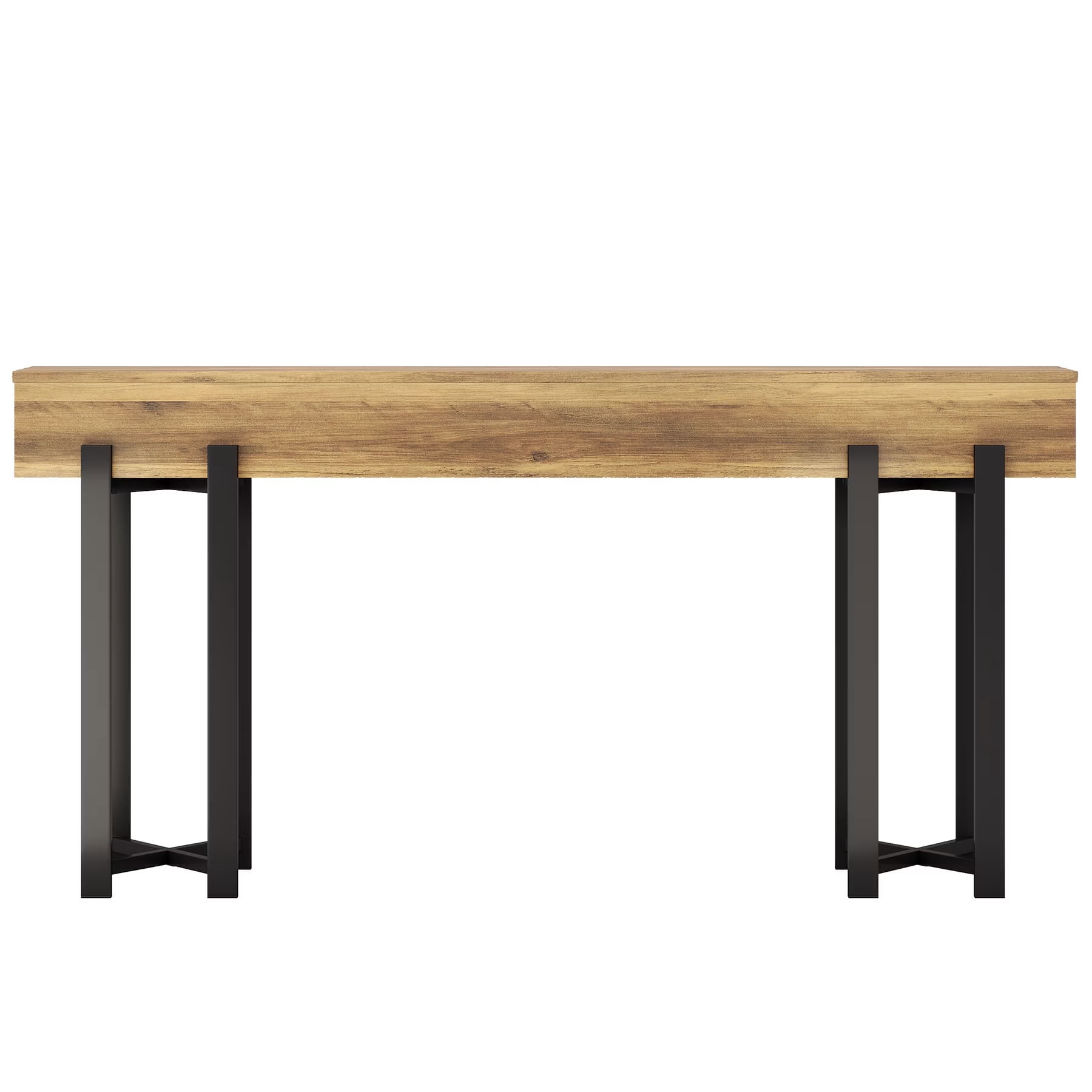 MAYEERTY 63" Industrial Console Table, Rustic Wood Entryway Hallway Foyer Table for Living Room, Narrow Design