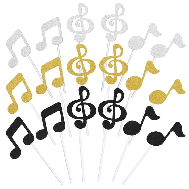 18 piezas de música notas de pastel de pastel topcake toppers decoraciones de fiesta de cumpleaños adornos de pastel