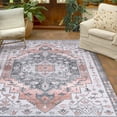 thumbnail image 7 of FairOnly Area Rug 5' x 8' Washable Rug for Living Room Office Boho Vintage Medallion Carpet Low Pile Rug, Orange, 7 of 7