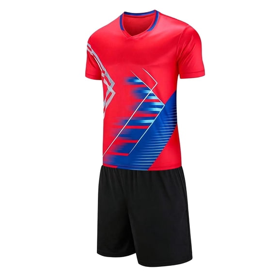 2026 Boys 2 Piece Athletic Soccer Jersey Sport Team Soccer Uniforms with Shorts Football Red M
