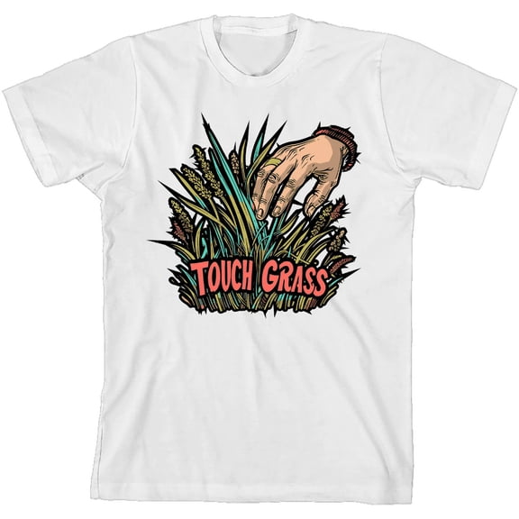 Labbing Touch Grass Gamer Nerd  Youth White Crew Neck Short Sleeve Tee-Medium