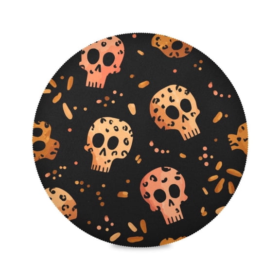 Round Placemat Heat Resistant & Wrinkle-Free Dining Table Decor Placemat For Home & Weddings Leopard Skulls