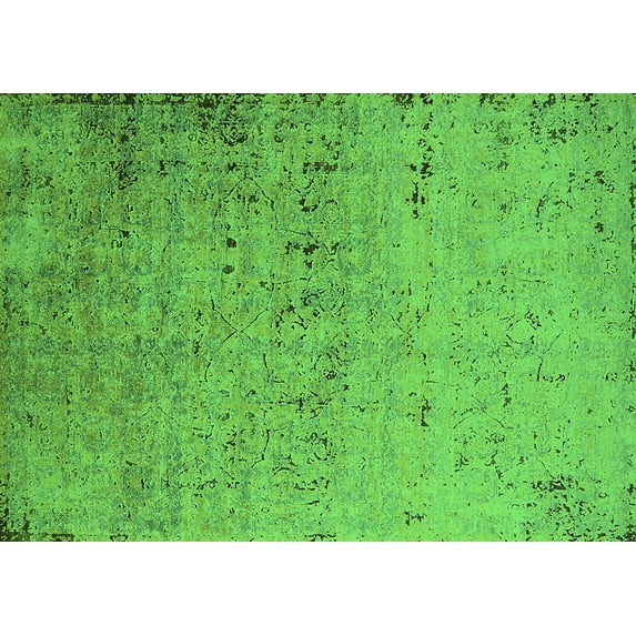 Ahgly Company Indoor Rectangle Oriental Green Industrial Area Rugs, 2' x 5'