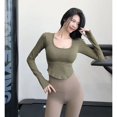 thumbnail image 4 of Recorte ajustado Fitness manga larga ejercicio Top cintura Yoga ropa Fitness correr Casual secado rápido manga larga, 4 of 6