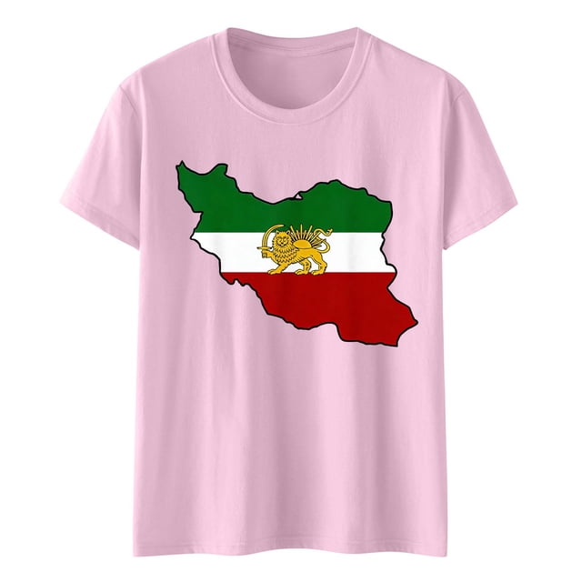 Camiseta de Manga Corta Impresa de Cuello Alto para las Mujeres, Tops de Cuello Redondo para las Mujeres Mezcla de Poliéster de Spandex de Uso Diario Casual