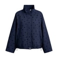 thumbnail image 4 of WIZUTIZ Women's Polka Dot Zip Up Jacket Lapel Collar Drawstring Hem Casual Lightweight Coat Spring Fall Outerwear with Pockets, 4 of 7