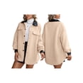 thumbnail image 6 of Qiylii Women Plush Greatcoat Turn-Down Collar Long Sleeve Jacket with Buttons, 6 of 7